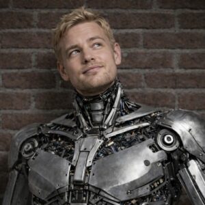 HUMANOIDNÍ KYBORG V KOVOVÉM TĚLE